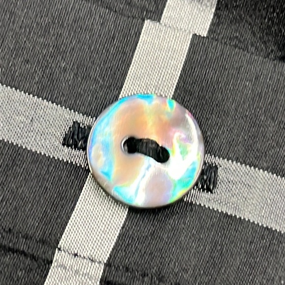 LINEA by LOUIS DELL'OLIO 100% Silk B/W Window Pane 3/4 SLV Career Top/Shacket 1X - Picture 5 of 14